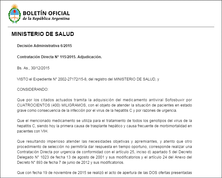 Boletin Oficial medicamentos HCV